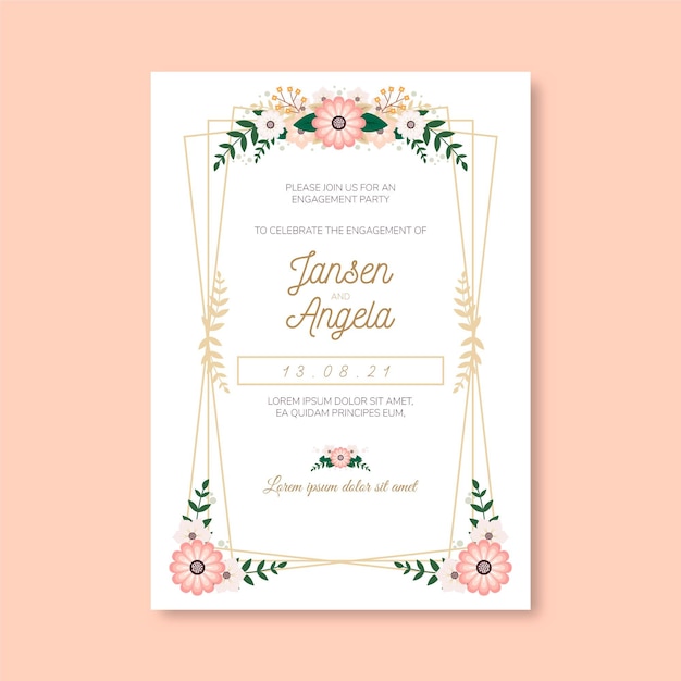 Plantilla de invitación de compromiso floral