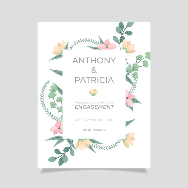 Plantilla de invitación de compromiso floral