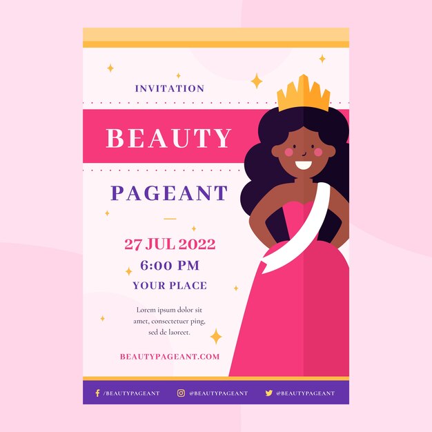 Plantilla de invitación de concurso de diseño plano