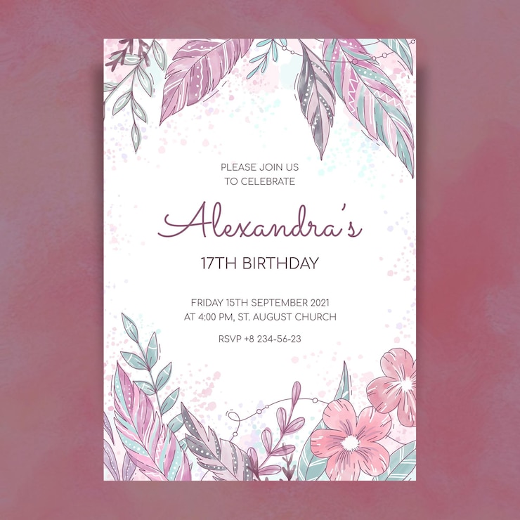 Vector gratuito plantilla de invitación de cumpleaños boho dibujada a mano