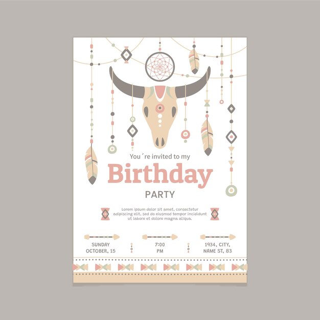 Plantilla de invitación de cumpleaños boho