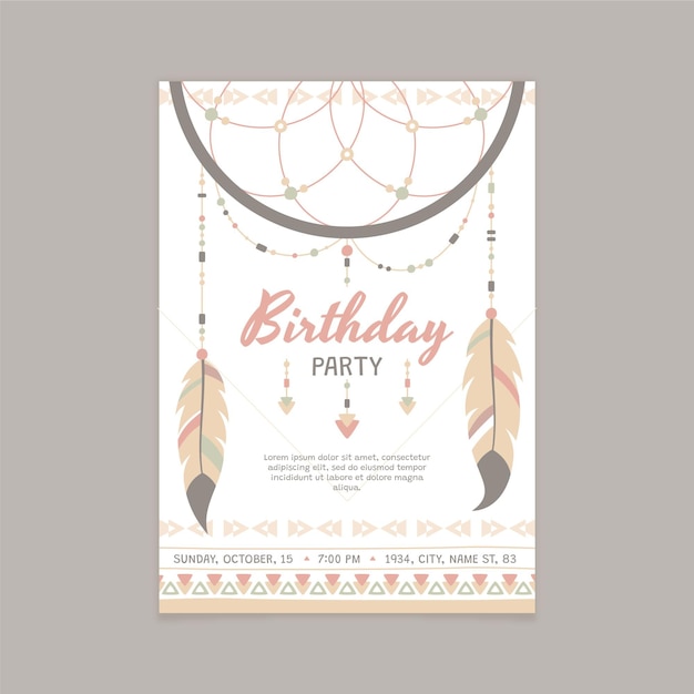 Plantilla de invitación de cumpleaños boho