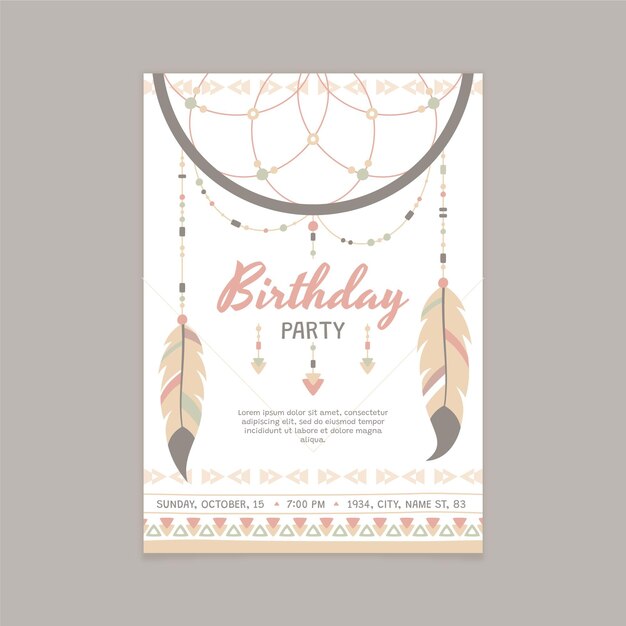 Plantilla de invitación de cumpleaños boho