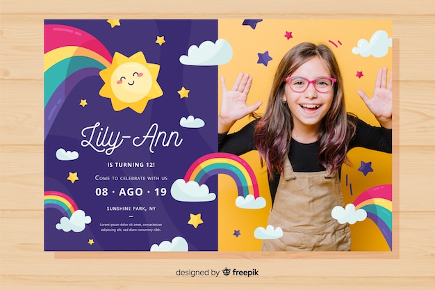 Plantilla de invitación de cumpleaños colorido