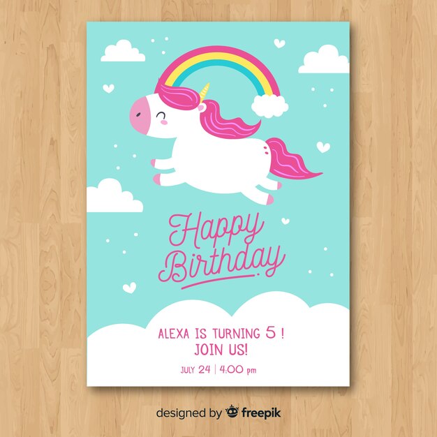 Plantilla de invitación de cumpleaños dibujada a mano