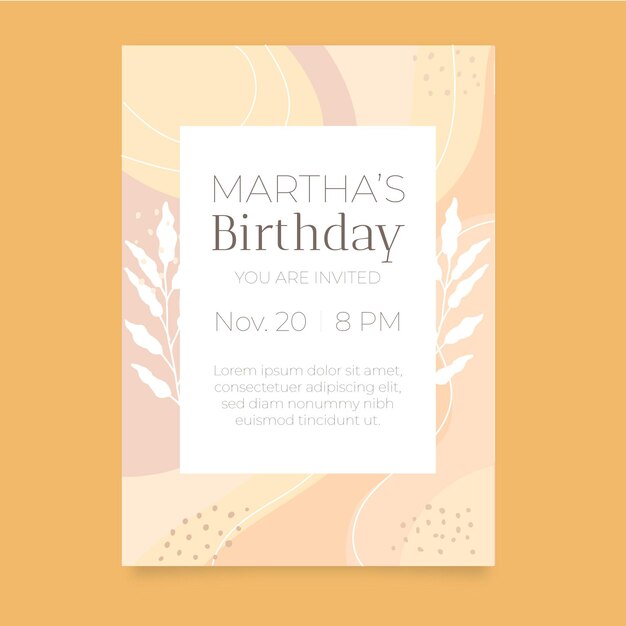 Plantilla de invitación de cumpleaños dibujada a mano