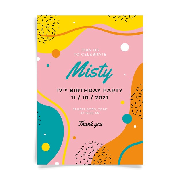 Plantilla de invitación de cumpleaños dibujada