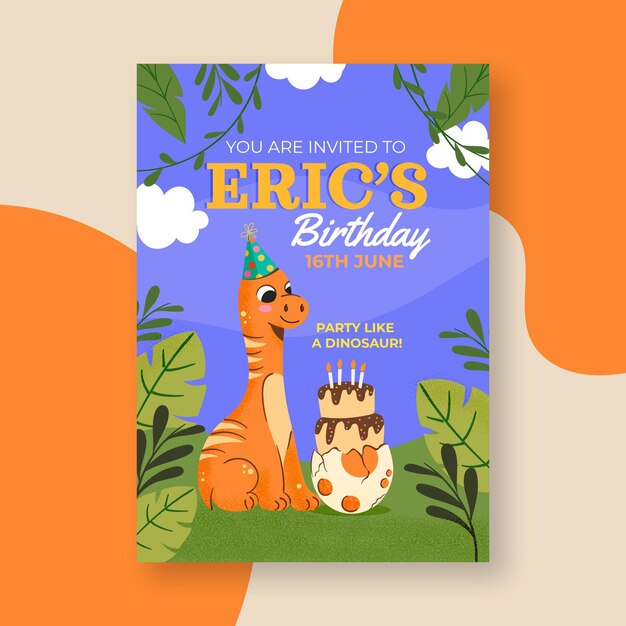 Plantilla de invitación de cumpleaños de dinosaurio
