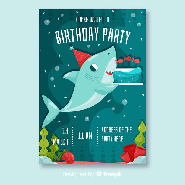 plantilla de invitación de cumpleaños de diseño plano
