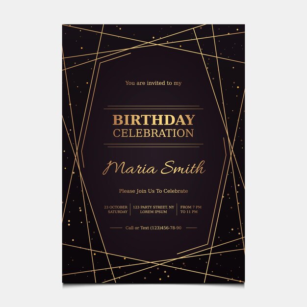 Plantilla de invitación de cumpleaños elegante degradado
