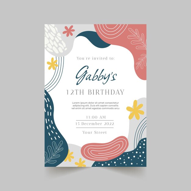 Plantilla de invitación de cumpleaños de estilo abstracto