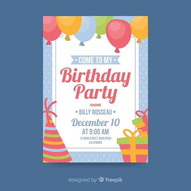 Plantilla de invitación de cumpleaños en estilo dibujado a mano