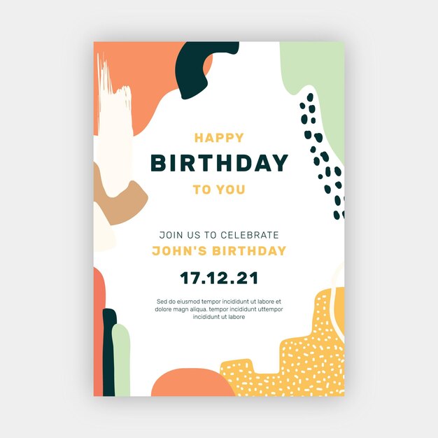 Plantilla de invitación de cumpleaños de estilo dibujado a mano