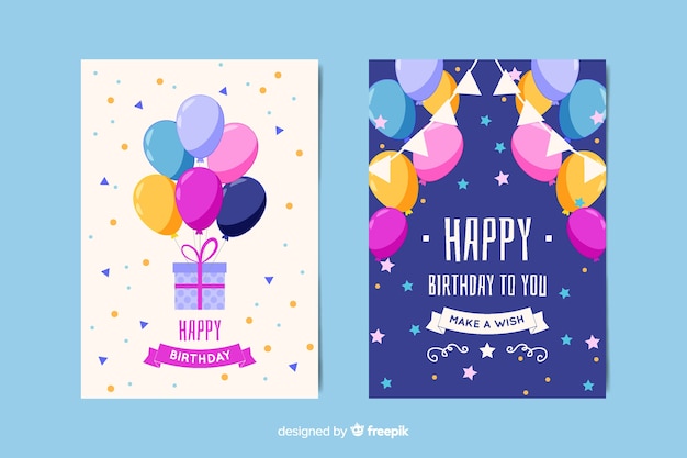 Vector gratuito plantilla de invitación de cumpleaños en estilo plano