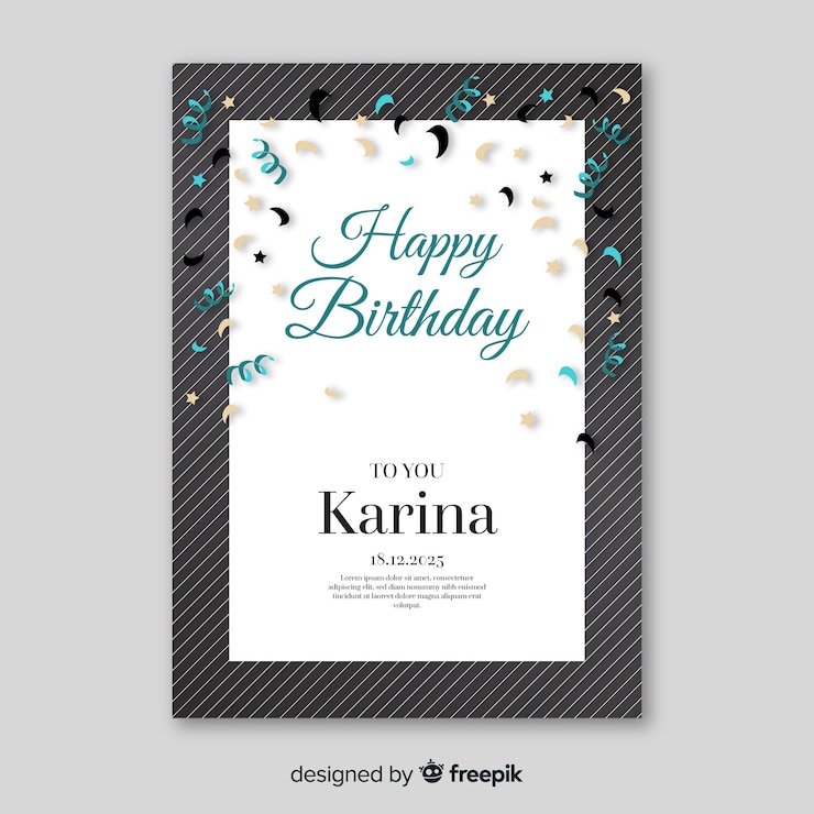 Vector gratuito plantilla de invitación de cumpleaños en estilo plano