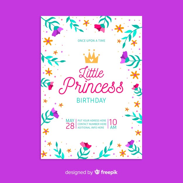 Plantilla de invitación de cumpleaños floral
