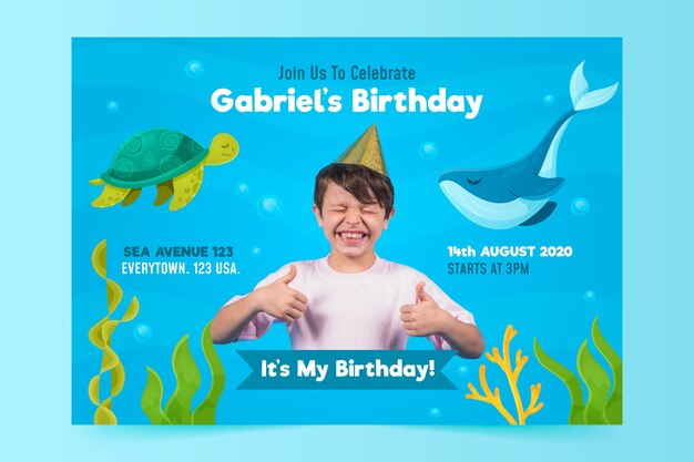 Plantilla de invitación de cumpleaños para niños con imagen
