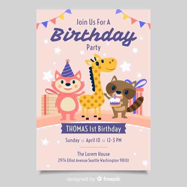 Plantilla de invitación de cumpleaños para niños