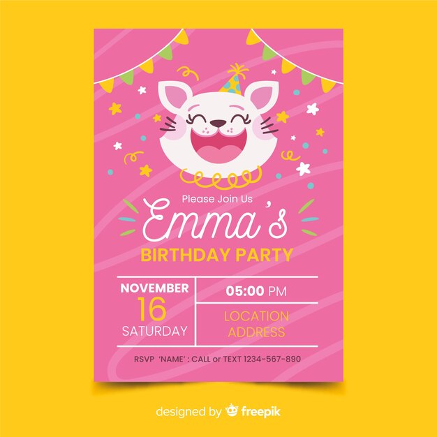 Plantilla de invitación de cumpleaños para niños