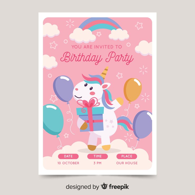 Vector gratuito plantilla de invitación de cumpleaños para niños