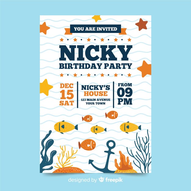 Plantilla de invitación de cumpleaños para niños