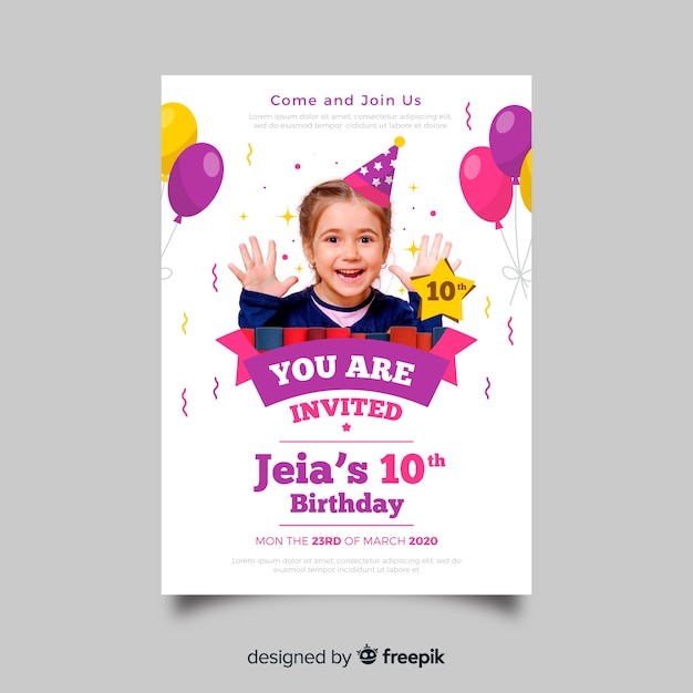Plantilla de invitación de cumpleaños para niños