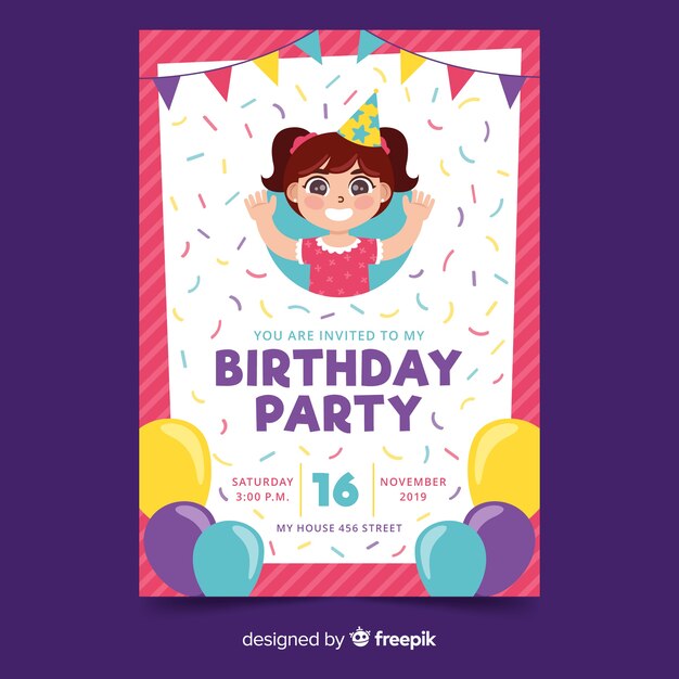 Plantilla de invitación de cumpleaños para niños
