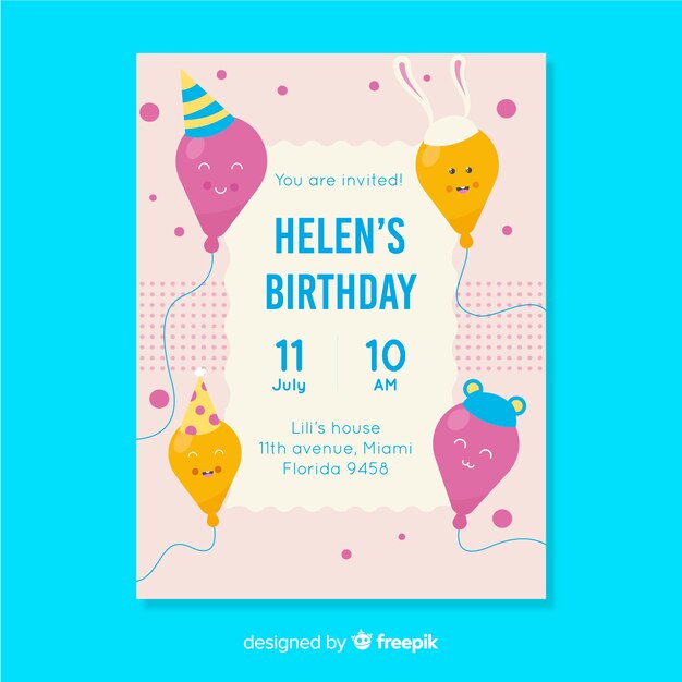 Plantilla de invitación de cumpleaños para niños