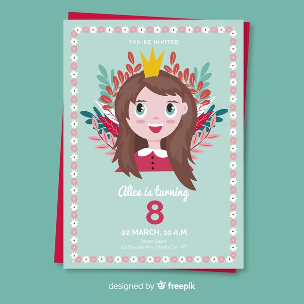 Vector gratuito plantilla de invitación de cumpleaños para niños