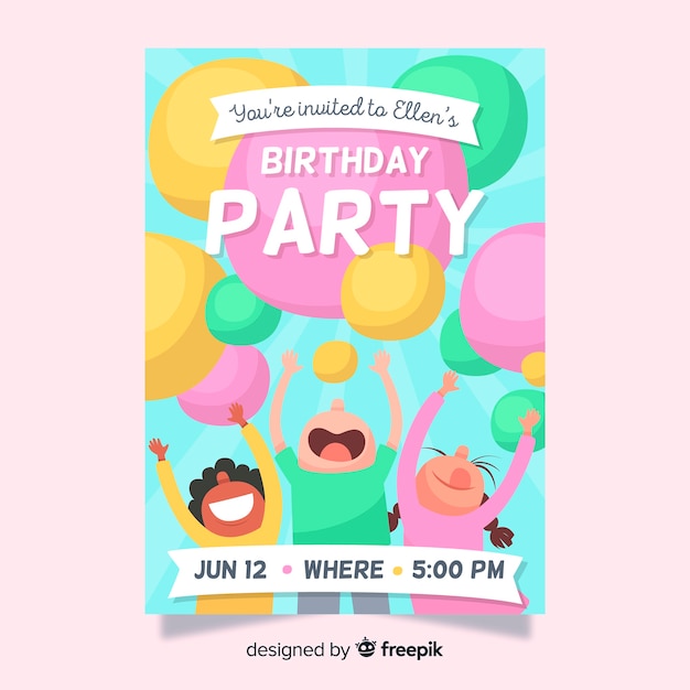 Plantilla de invitación de cumpleaños para niños