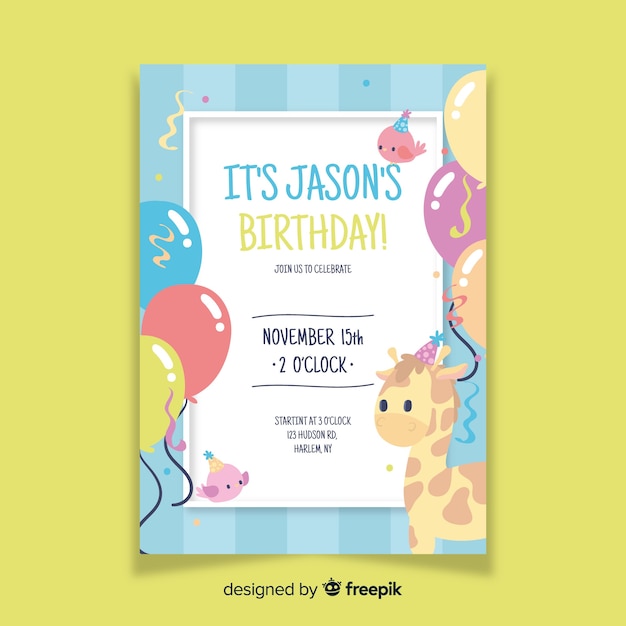 Plantilla de invitación de cumpleaños para niños