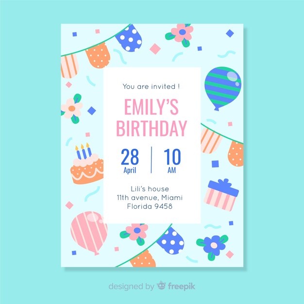 Plantilla de invitación de cumpleaños para niños