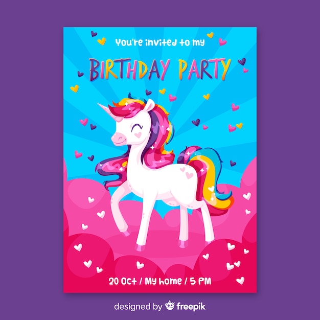 Vector gratuito plantilla de invitación de cumpleaños para niños