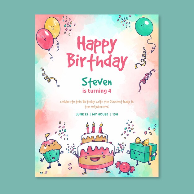 Plantilla de invitación de cumpleaños para niños