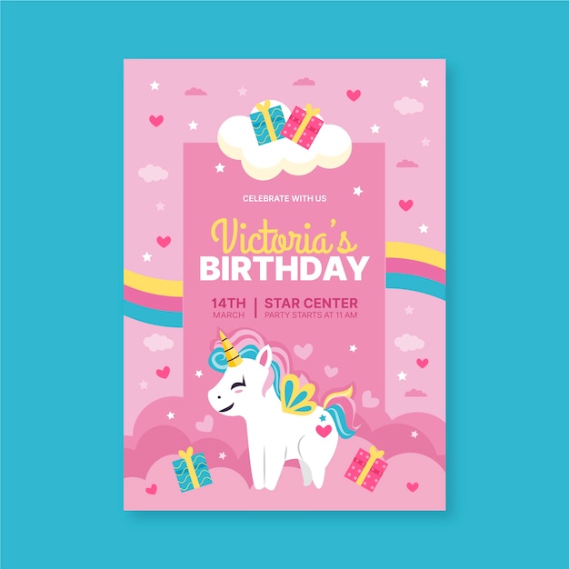 Vector gratuito plantilla de invitación de cumpleaños para niños