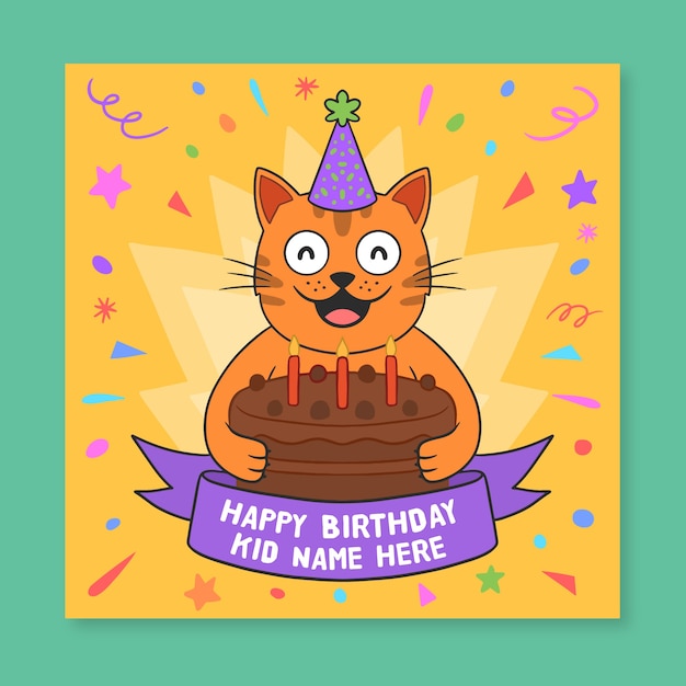 Vector gratuito plantilla de invitación de cumpleaños para niños