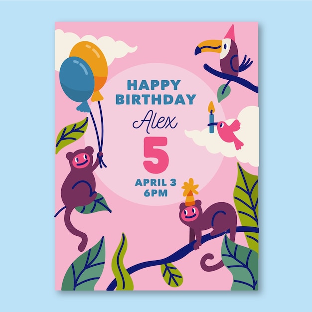 Plantilla de invitación de cumpleaños para niños