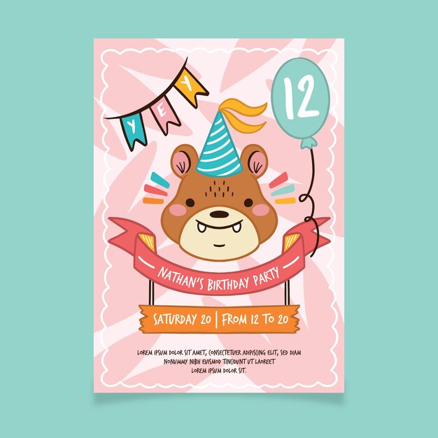 Plantilla de invitación de cumpleaños para niños