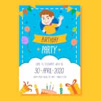 Vector gratuito plantilla de invitación de cumpleaños para niños