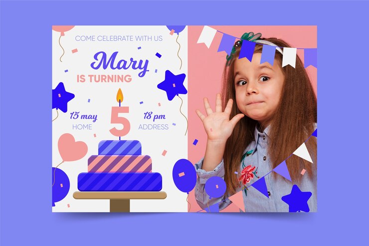 Vector gratuito plantilla de invitación de cumpleaños para niños