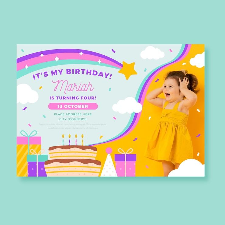 Vector gratuito plantilla de invitación de cumpleaños para niños