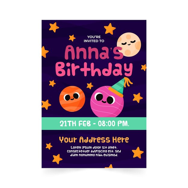 Plantilla de invitación de cumpleaños para niños