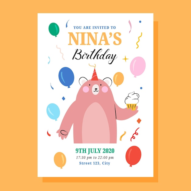 Plantilla de invitación de cumpleaños para niños