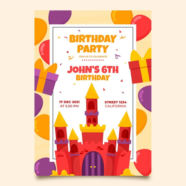 Plantilla de invitación de cumpleaños para niños