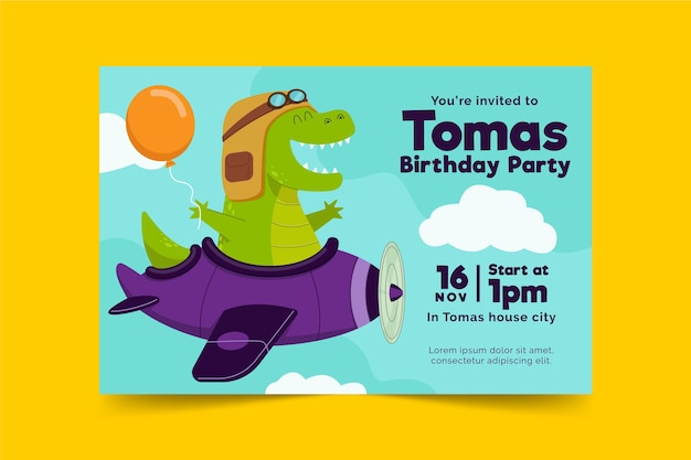 Vector gratuito plantilla de invitación de cumpleaños para niños