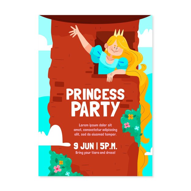 Plantilla de invitación de cumpleaños de Rapunzel