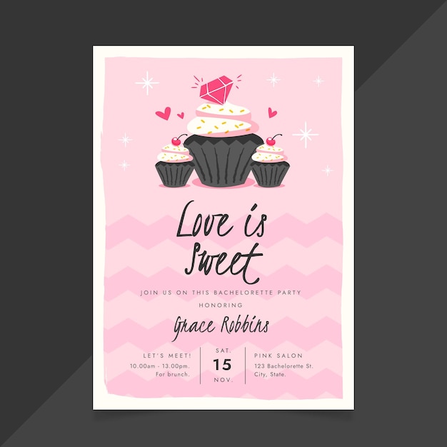 Plantilla de invitación de despedida de soltera plana