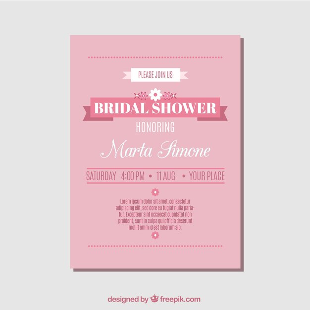 Plantilla de invitación de despedida de soltera rosa