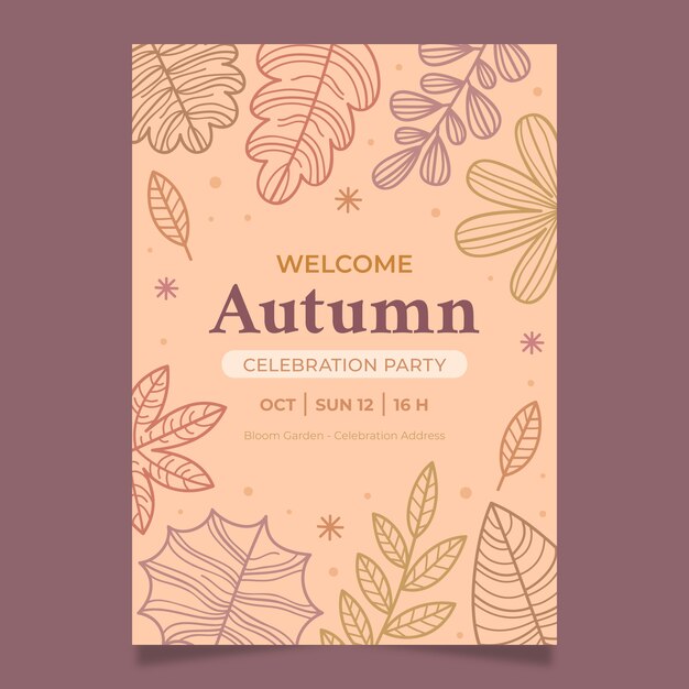 Plantilla de invitación dibujada a mano para celebración de otoño
