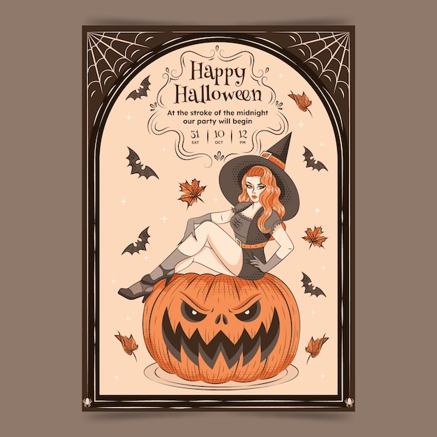 Plantilla de invitación dibujada a mano para la temporada de halloween